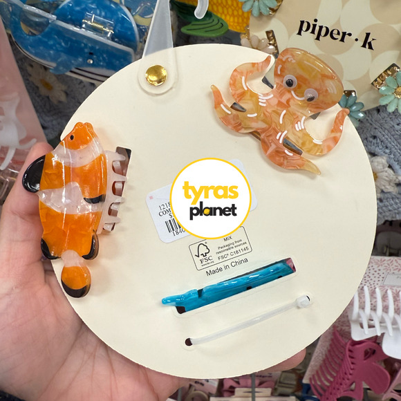 Piper K Ocean Friends Hair Clip Accessories Set Octopus, Clownfish & Dolphin - Picture 3 of 3
